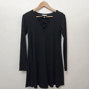 LOVE FIRE Women's Black A Line Long Sleeve Short Dress Petite Size SP